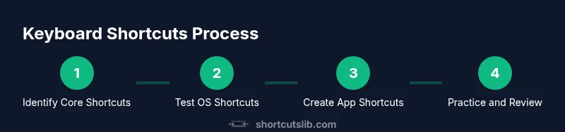 Visual infographic showing a 4-step process for using laptop keyboard shortcuts