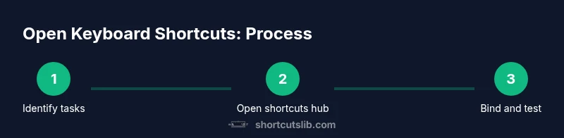 Process diagram showing steps to open and customize keyboard shortcuts