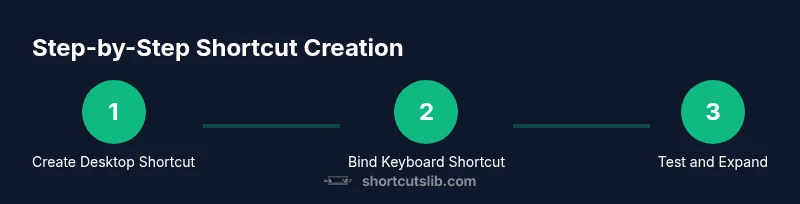 Infographic showing a three-step process to create keyboard shortcuts on Windows 11