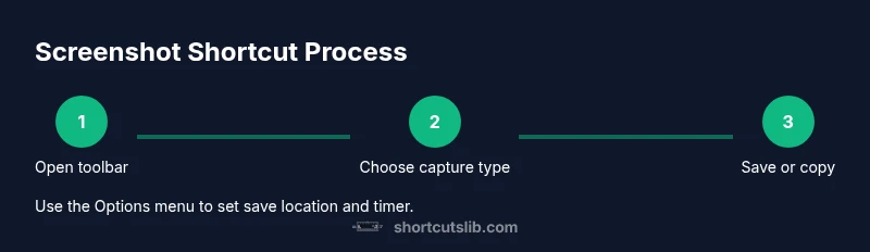 Process diagram of macOS screenshot shortcuts steps, from opening the toolbar to saving or copying.