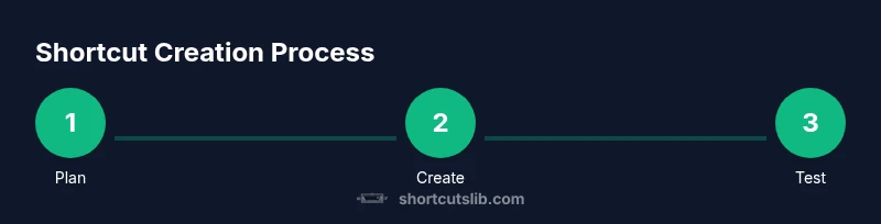 Infographic showing a 3-step shortcut creation process on a Mac.