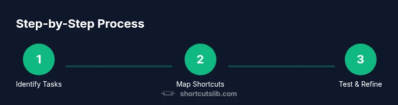 Infographic showing a 3-step process to use keyboard shortcuts
