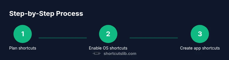 Infographic showing a 3-step process to enable keyboard shortcuts