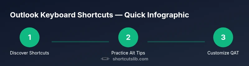 Infographic showing a step-by-step process to learn Outlook shortcuts