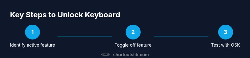Infographic showing steps to unlock keyboard using shortcuts
