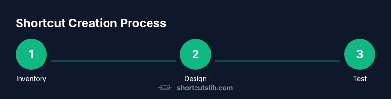 Process diagram showing inventory, design, and test stages for creating custom keyboard shortcuts