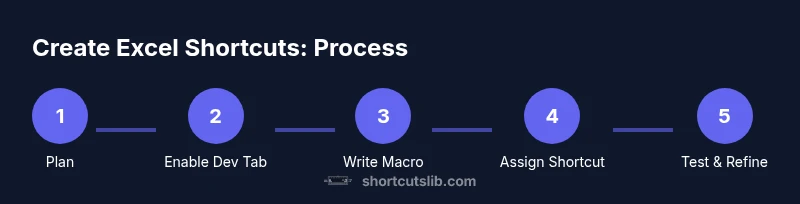 Tailwind infographic showing a 5-step process to create Excel shortcuts