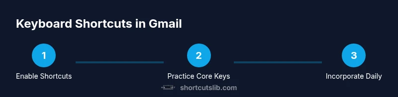 Process infographic showing Gmail shortcuts workflow