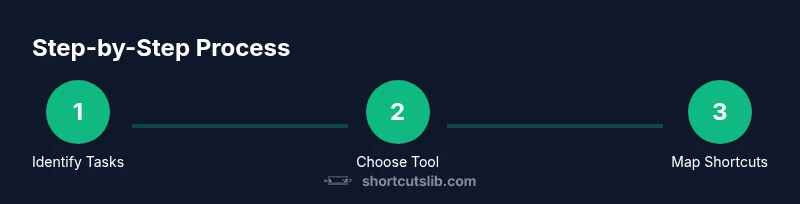 Infographic showing a three-step process to create Gmail shortcuts