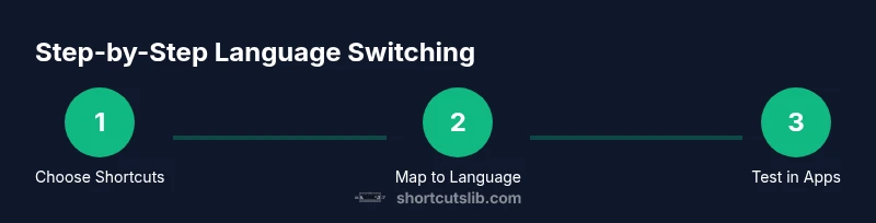 Process diagram showing steps to change language with keyboard shortcuts