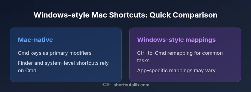 Comparison of Mac native shortcuts vs Windows-style mappings