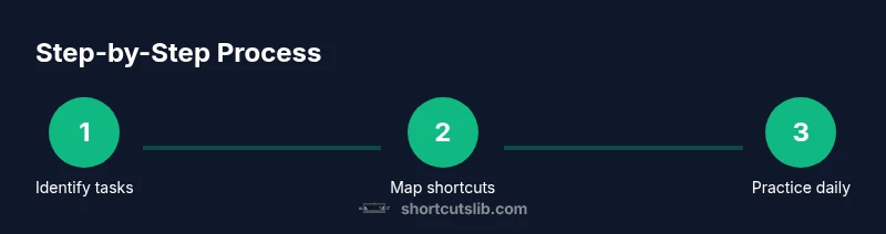 Process infographic showing a step-by-step keyboard shortcut mastery process