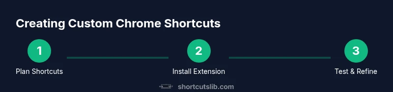 Process diagram showing planning, installing extension, and testing Chrome shortcuts