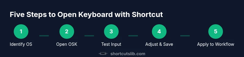 Process diagram showing five steps to open a keyboard via shortcuts