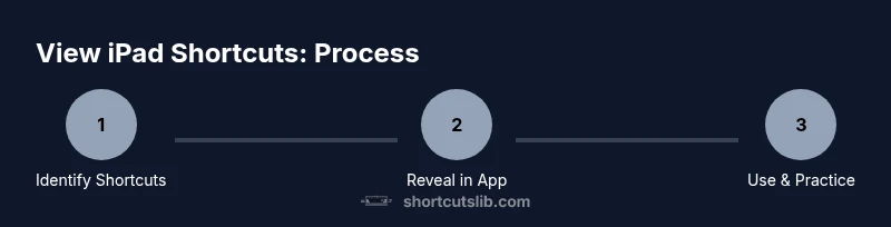 Infographic showing 3-step process to view iPad shortcuts
