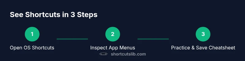 Process diagram showing steps to see keyboard shortcuts across apps