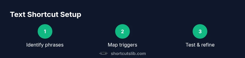 Tailwind infographic showing a 3-step process to set up text shortcuts