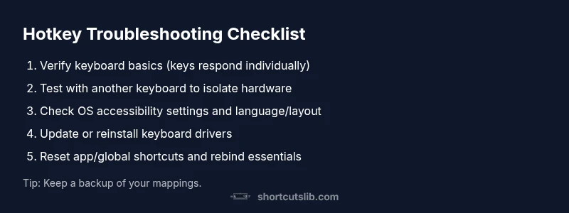 Checklist infographic for fixing keyboard hotkeys