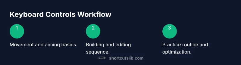 Process infographic showing a step-by-step workflow for Fortnite keyboard controls